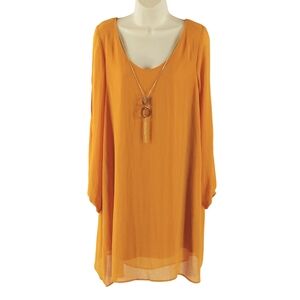 Chloe + Rene marigold orange long sleeves dress